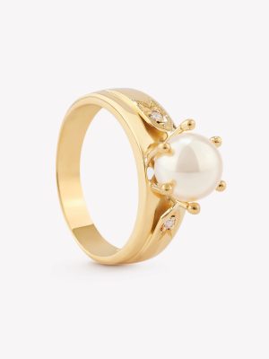 Anillo Margarita Perla Cultivada de Mar, Oro Amarillo