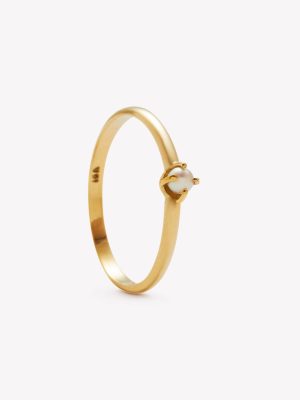 Anillo oro 18k amarillo, ilusión con Perla.