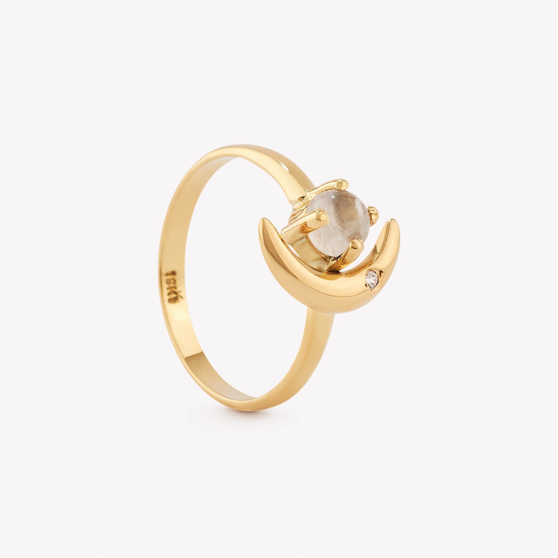 Anillo oro 18k amarillo, Media Luna.