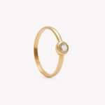 Anillo coro 18k amarillo. biselado con aguamarina.