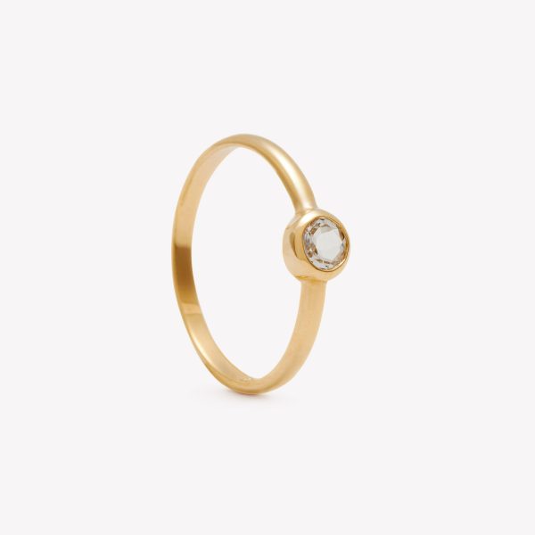 Anillo coro 18k amarillo. biselado con aguamarina.