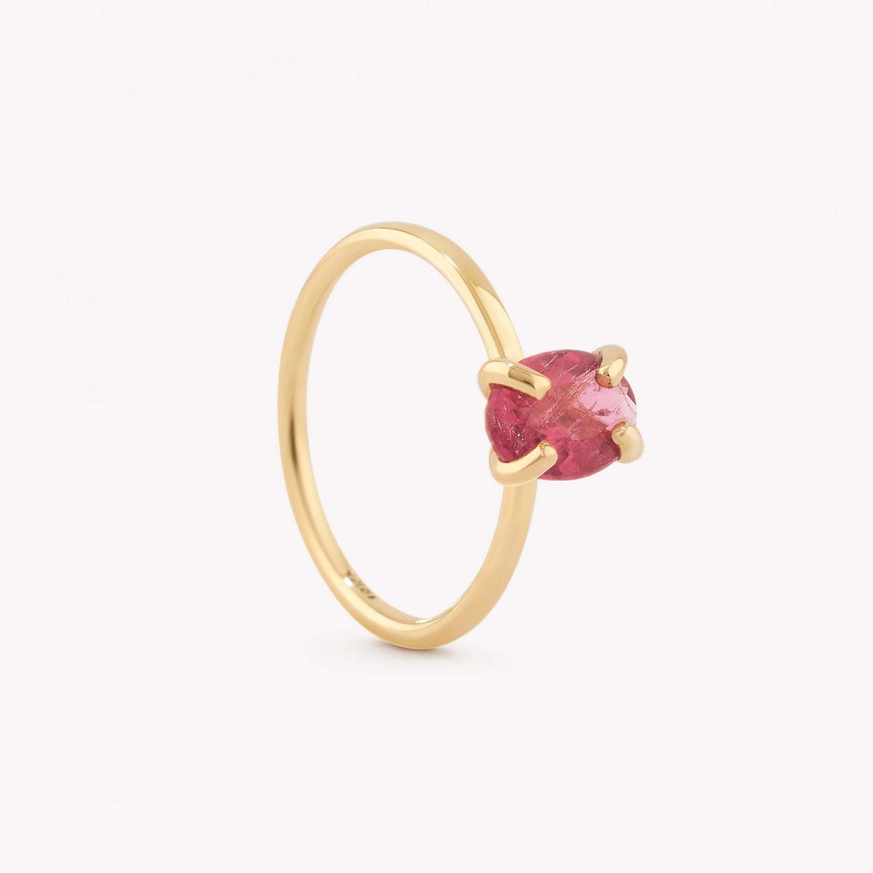 Anillo oro 18k amarillo, Rubellite Oval, Oro Amarillo