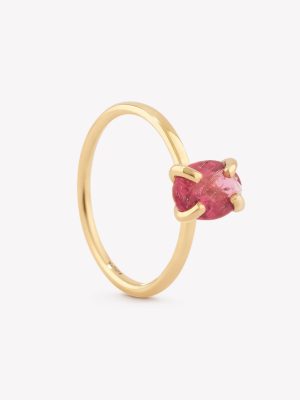 Anillo oro 18k amarillo, Rubellite Oval, Oro Amarillo