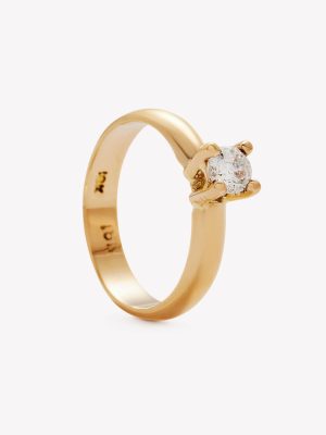 Anillo oro 18k amarillo, compromiso Brillante Moissanita.