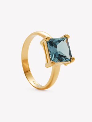 Anillo oro 18k amarillo, Topacio Azul Natural.