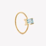Anillo oro 18k amarillo, Entorchado con Aguamarina.
