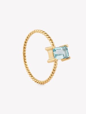 Anillo oro 18k amarillo, Entorchado con Aguamarina.