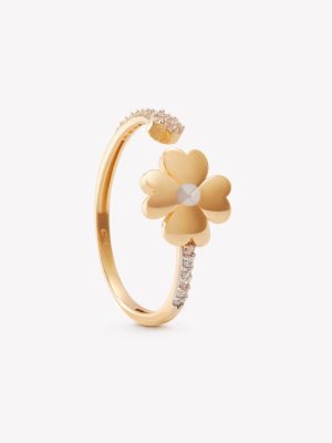 Anillo oro 18k amarillo, Trébol 4 hojas.