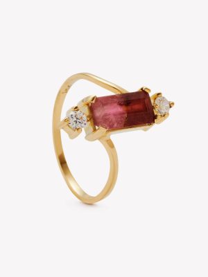 Anillo oro 18k amarillo, Turmalina Bicolor.