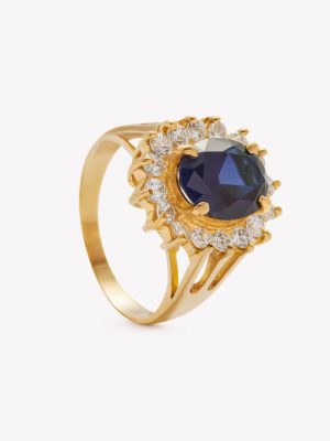 Anillo oro 18k amarillo, Marcella Zafiro Azul.