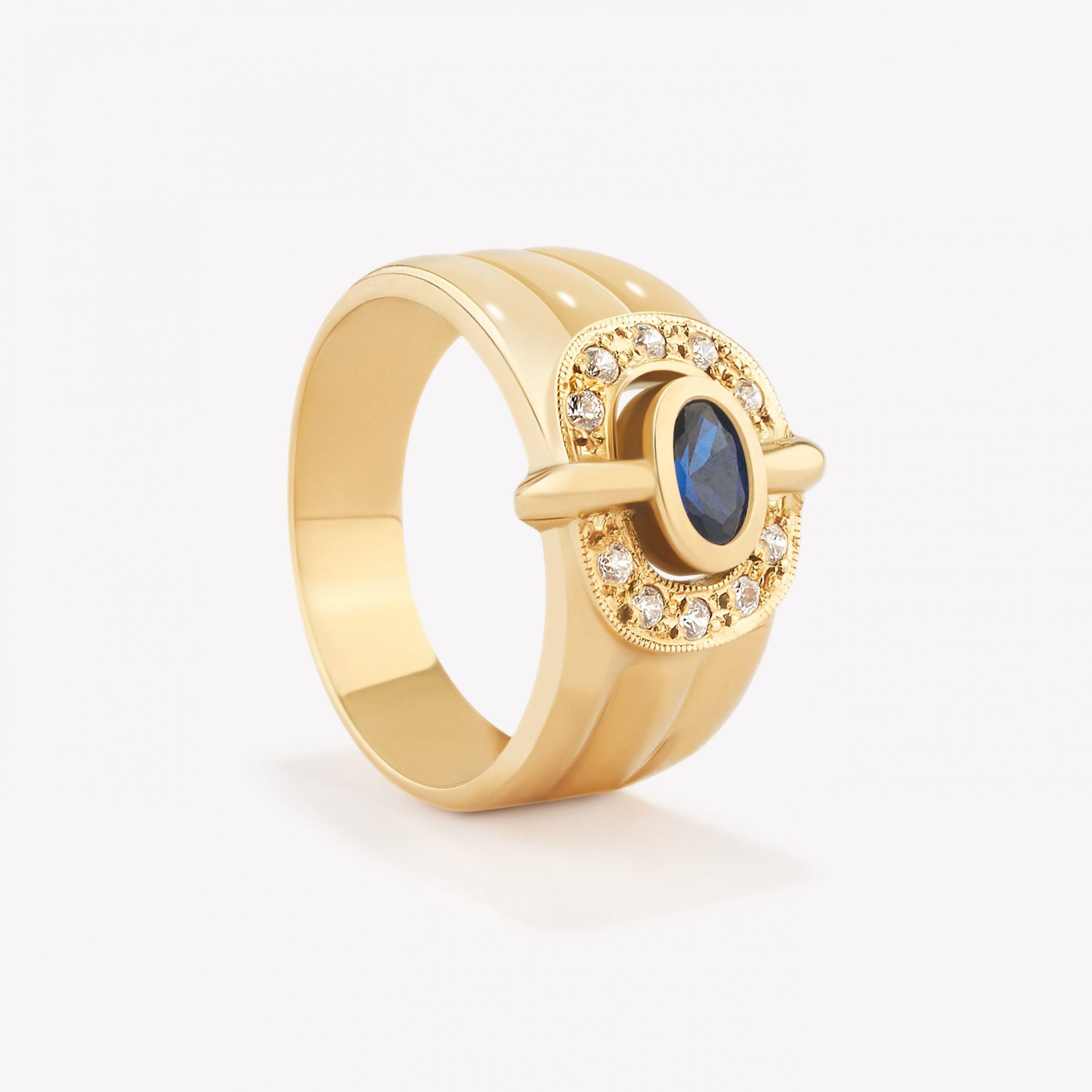 Anillo Primavera Con Záfiro Azul, Oro amarillo