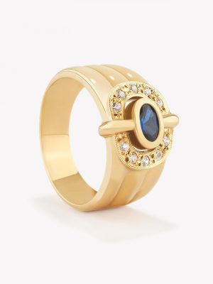 Anillo Primavera Con Záfiro Azul, Oro amarillo
