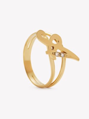 Anillo oro 18k amarillo, Inicial A con Circonios Cúbicos.