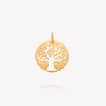 Dije oro 18k amarillo, redondo con Árbol de la vida.