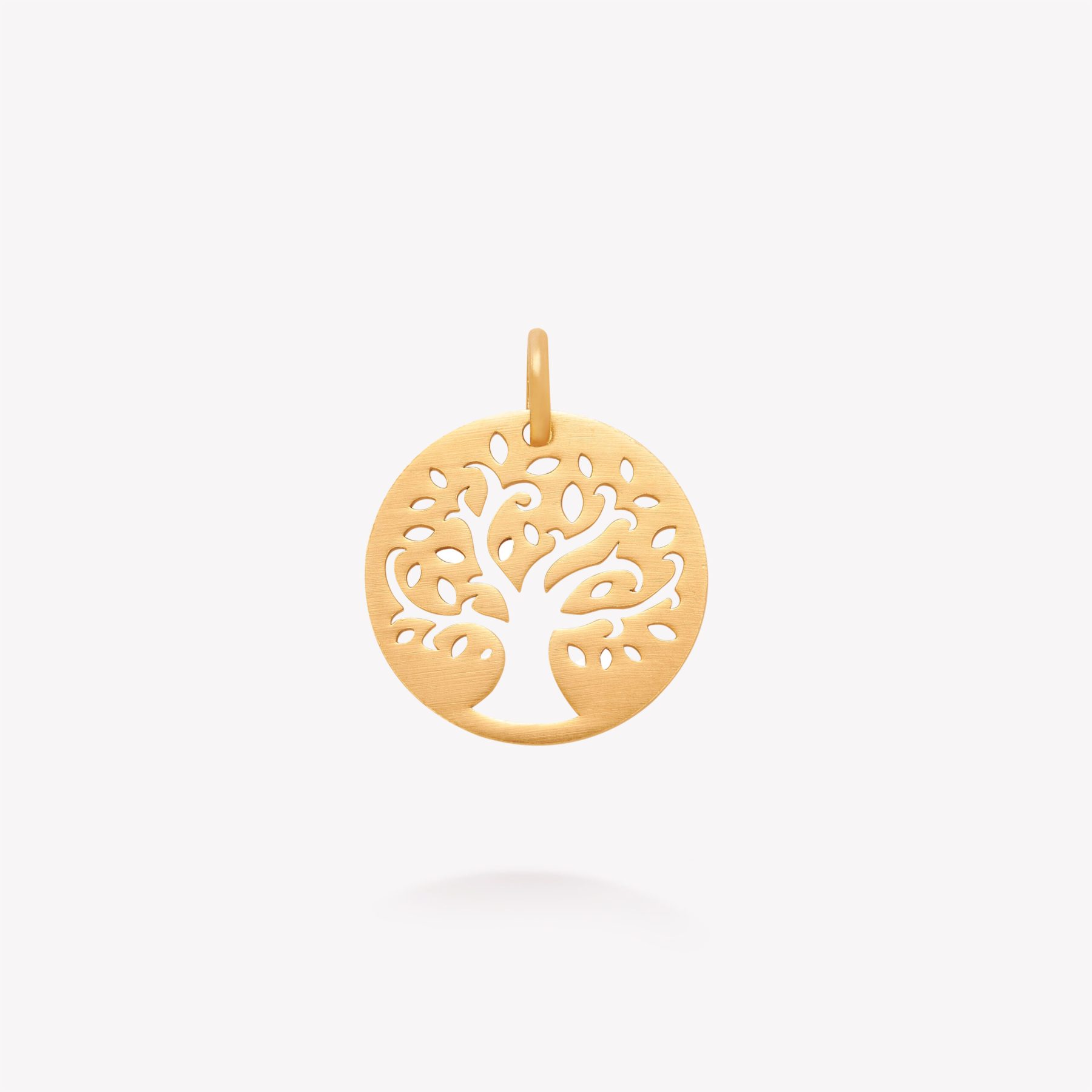 Dije oro 18k amarillo, redondo con Árbol de la vida.