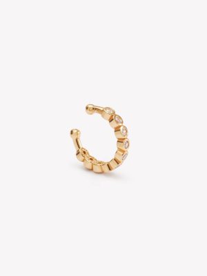 Presionador en oro 18k. amarillo con 10 Circonios.