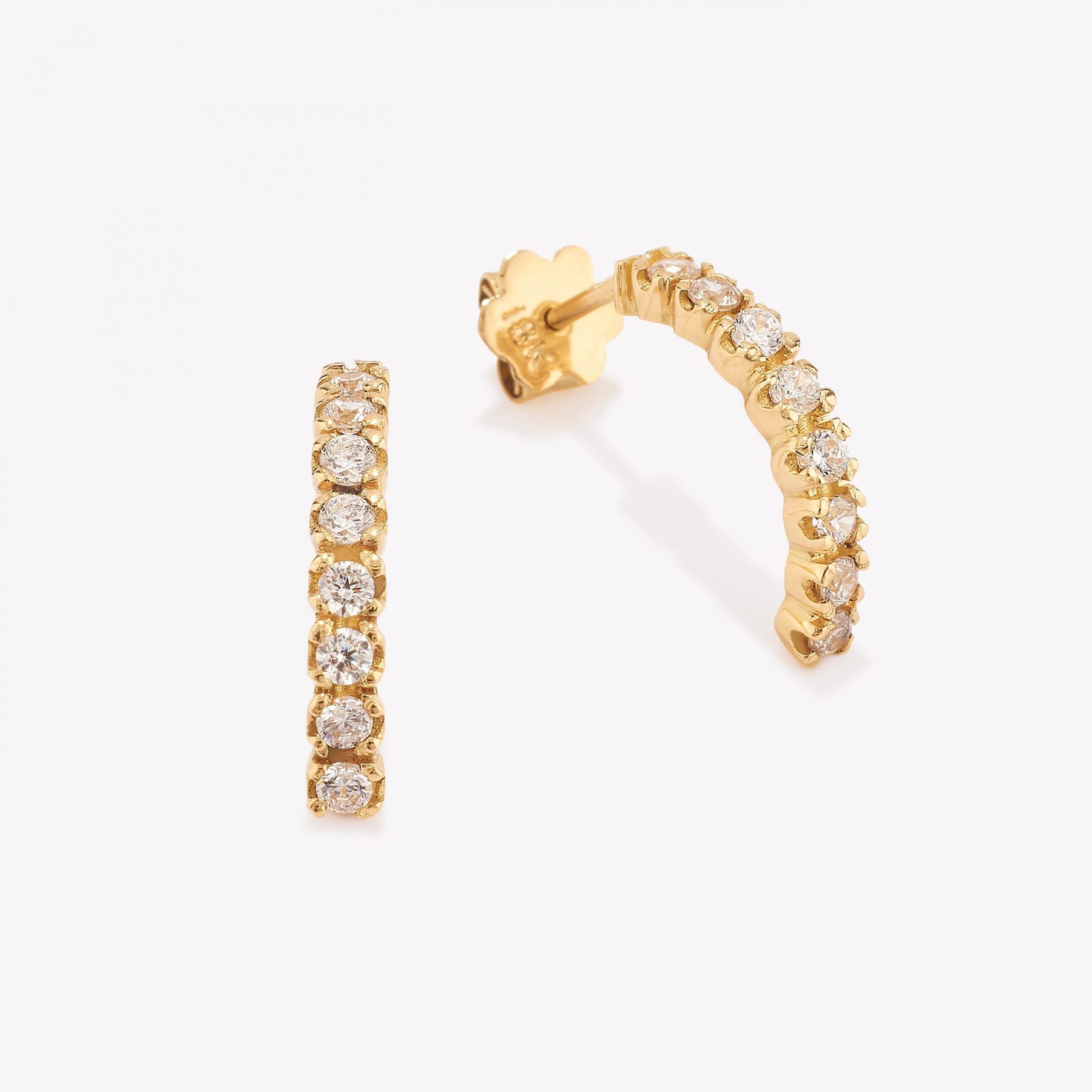 Aretes 18k amarillo, Rivier con circonios