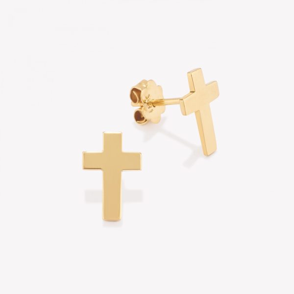 Aretes 18k amarillo, Cruz