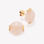 Aretes 18k amarillo, Cabuchón Cuarzo Rosa.