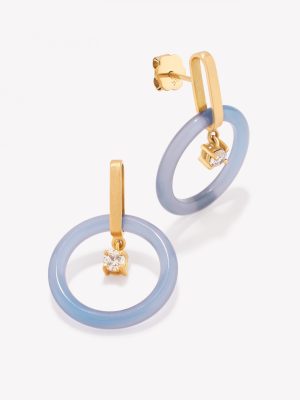 Aretes 18k amarillo, Agata Celeste.