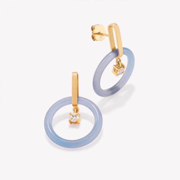 Aretes 18k amarillo, Agata Celeste.