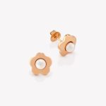Aretes en oro 18k naranja, Trébol con Perla Cultivada.