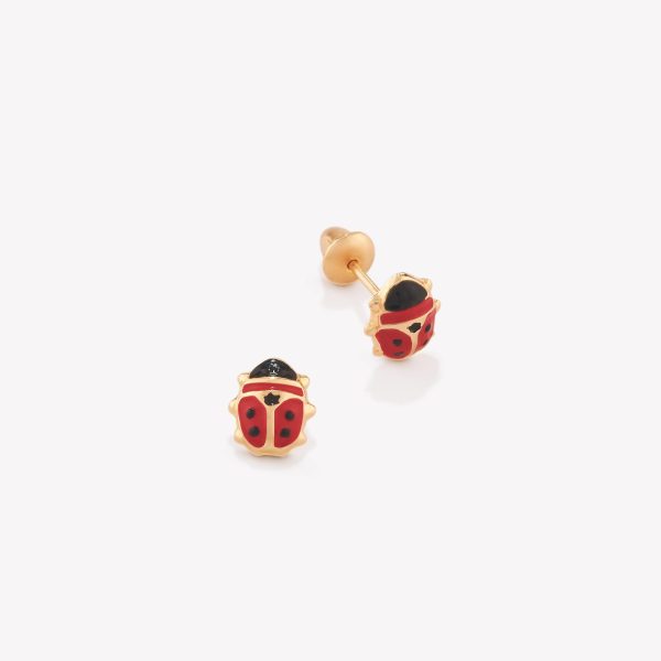 Aretes Mariquitas Esmaltadas, Oro amarillo