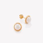 Aretes oro 18k amarillo, Aureola Con perla Cultivada.