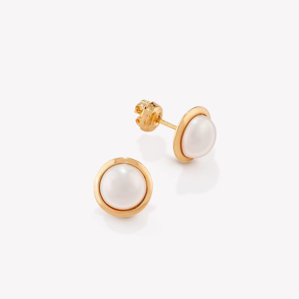 Aretes oro 18k amarillo, Aureola Con perla Cultivada.