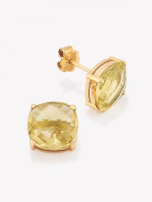 Aretes 18k amarillo, Doble Corona Green Gold.