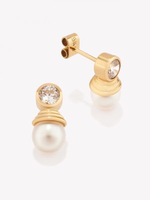 Aretes 18k amarillo, Tentación con Perla