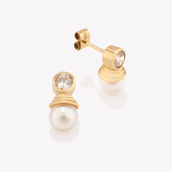 Aretes 18k amarillo, Tentación con Perla