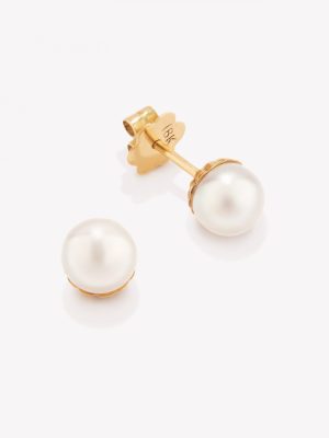 Arete oro 18k amarillo, Tradicional con Perla cultivada.