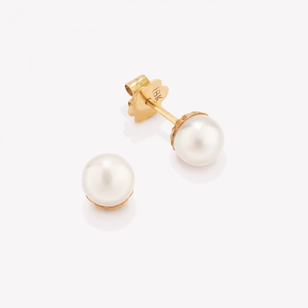 Arete oro 18k amarillo, Tradicional con Perla cultivada.