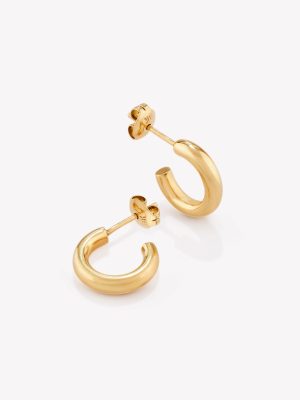 Argollas 18k oro amarillo, Tubular Medina Luna.