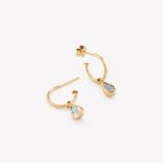 Argollas oro 18k amarillo, con Agua Marina.