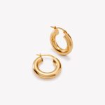 Argollas Tubulares Gruesas Medianas, Oro Amarillo