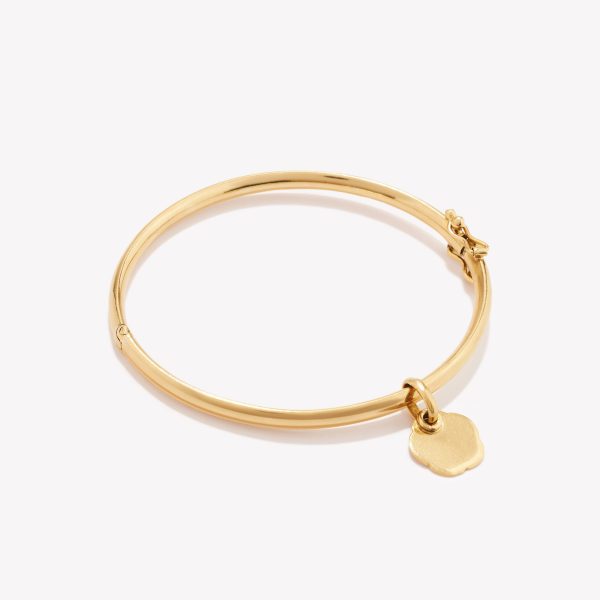 Semanario en oro 18k. amarillo Bangle con Placa Ondeada.