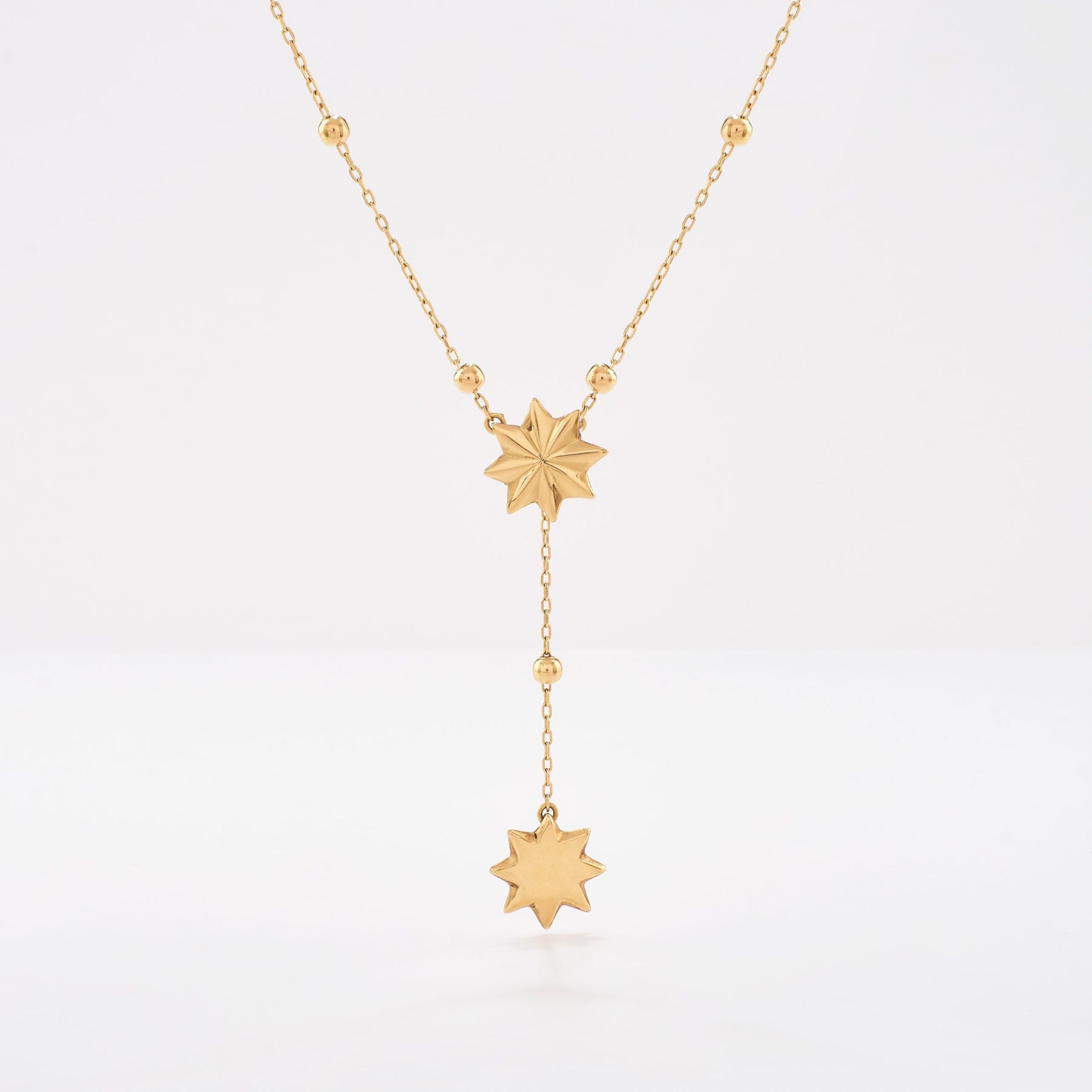 Cadena oro 18k amarillo, Bolitas y Estrellas.