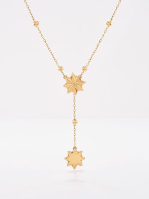 Cadena con Bolitas y Estrellas, oro amarillo