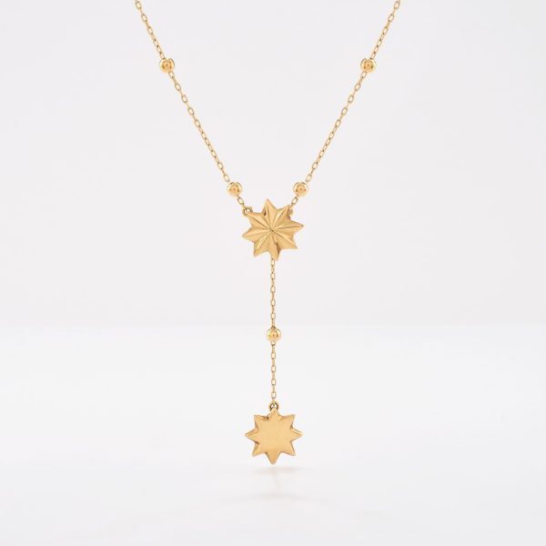 Cadena con Bolitas y Estrellas, oro amarillo