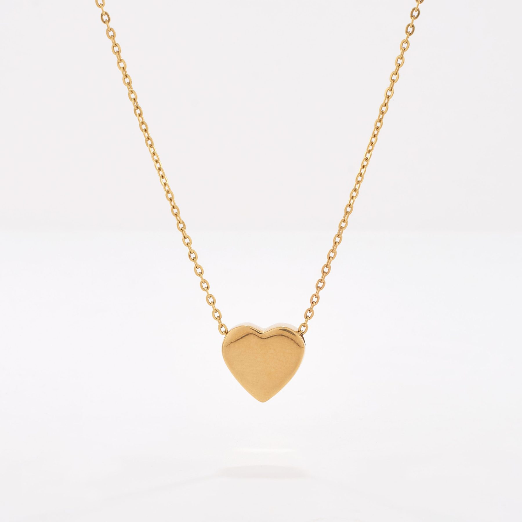 Cadena oro 18k amarillo, Dije Corazón Lustrado, Oro amarillo