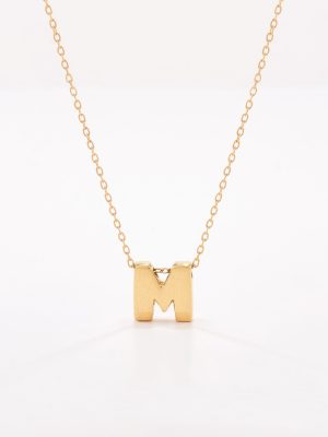 Cadena con Inicial M imprenta, oro amarillo