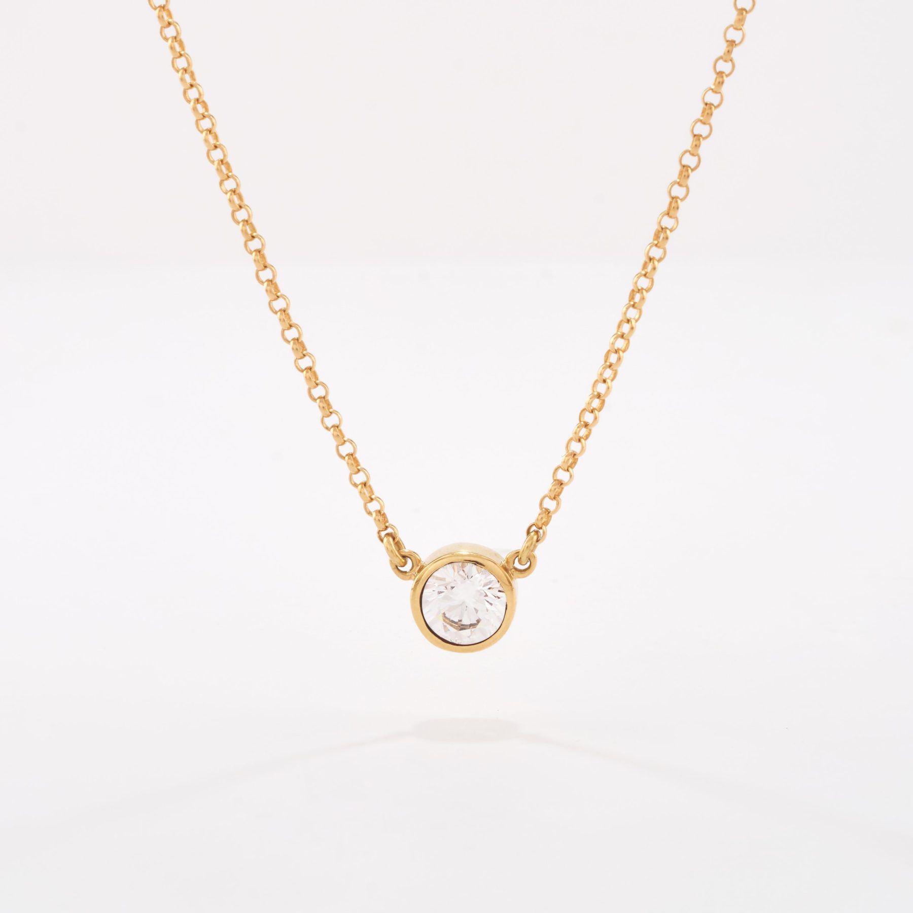 Cadena oro 18k amarillo, Rollo con Circón Biselado. oro amarillo
