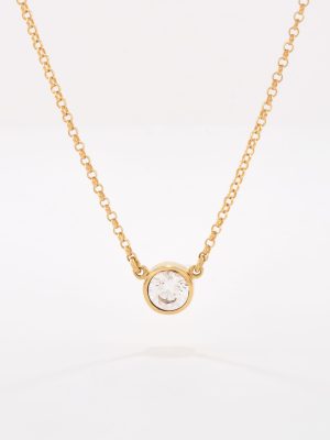 Cadena Rollo con Circón Biselado. oro amarillo