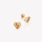 Aretes oro 18k. amarillo, Corazón Yin Yang.
