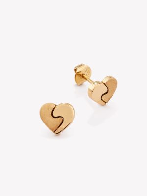 Aretes oro 18k. amarillo, Corazón Yin Yang.