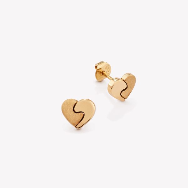 Aretes oro 18k. amarillo, Corazón Yin Yang.