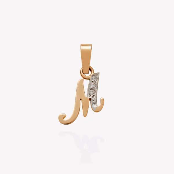 Dije 18k amarillo, Inicial M inglesa.