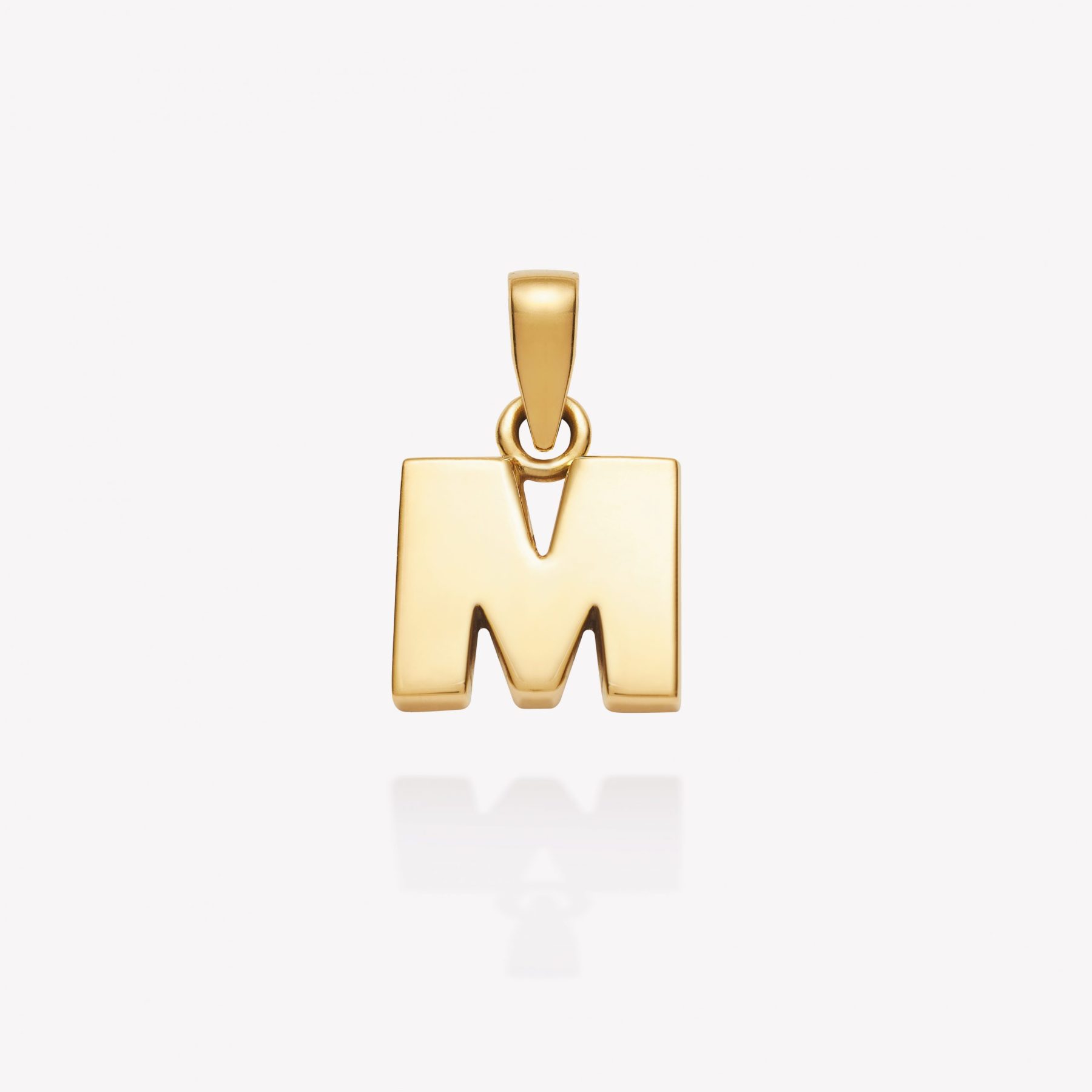 Dije oro 18k amarillo, Inicial M Imprenta.